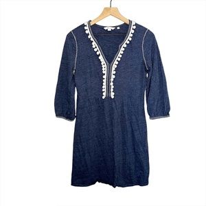 Boden 3/4 Sleeve Pom Pom Carina Jersey Tunic Dress 6L 6T 6 Tall